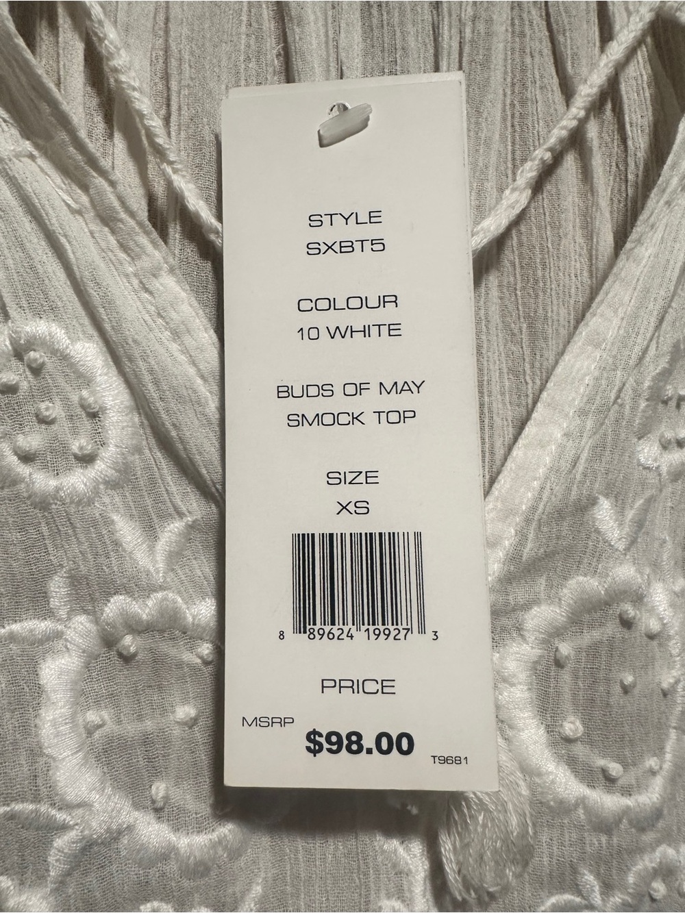 French Connection Women's White Embroidered Swim Cover-Up Tunic NwT XS/S - Picture 4 of 7